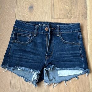 American Eagle Outfitters Blue Jean Shorts Distressed Cut-Off